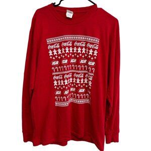 Coca-Cola IGA Red Long Sleeve Holiday Sweatshirt By Port & Company Sz Large
